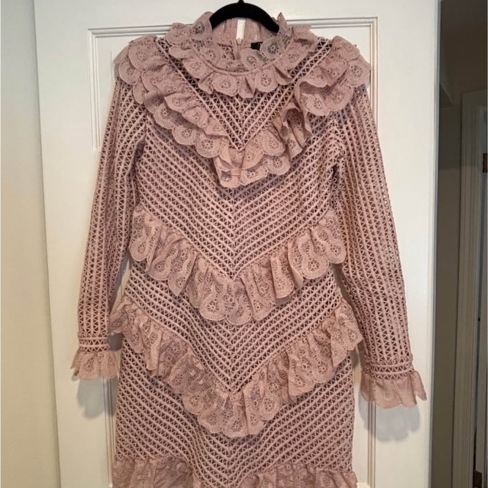 Pink Lace Ruffle Dress
